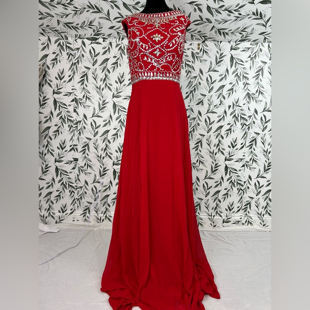 Prom Evening Gown Beaded Bodice Chiffon Mother Of The Bride Wedding Ss S 6 NWT 5